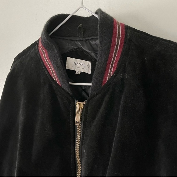 vintage Genel London Suede Leather Bomber Jacket - Picture 2 of 12